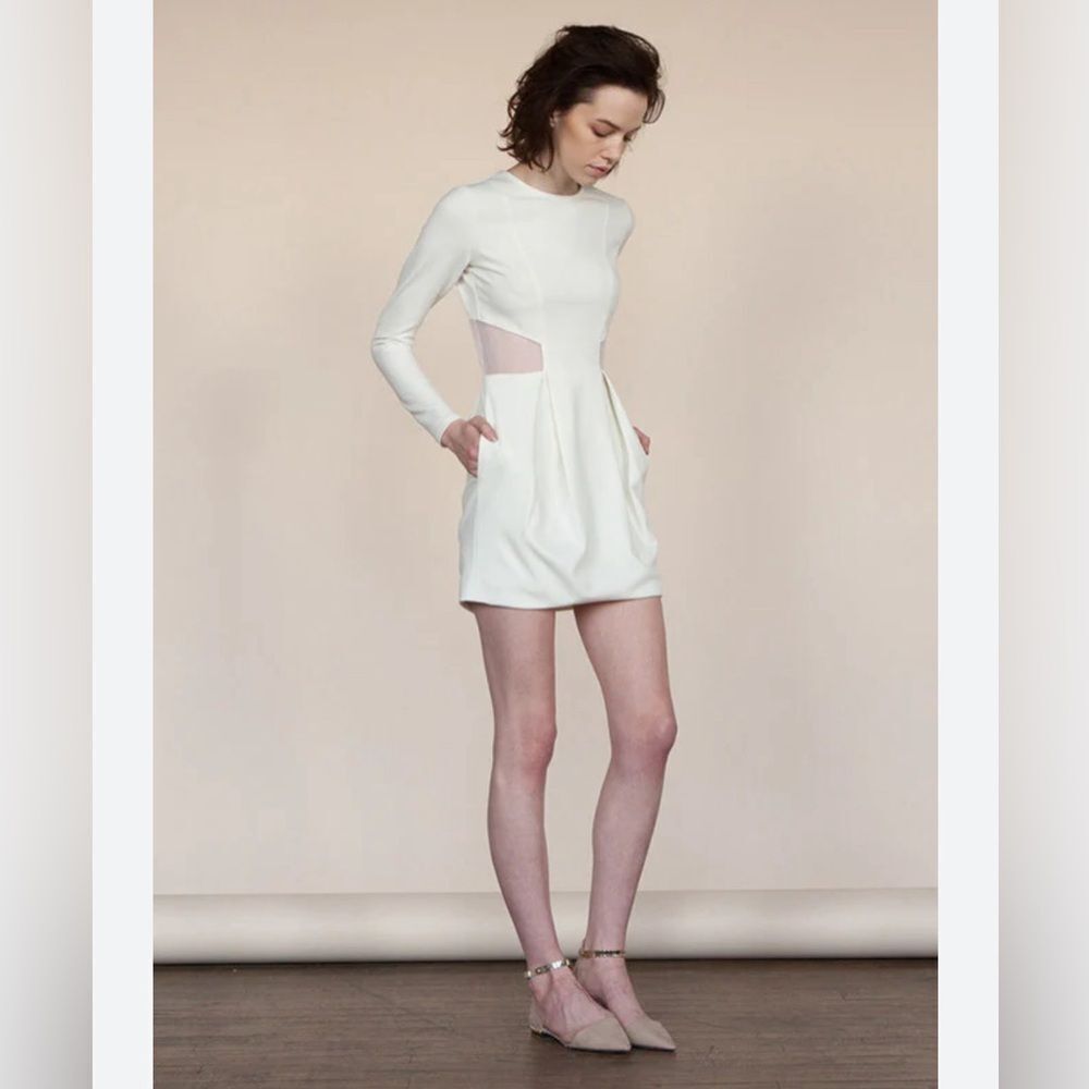 Vivian Chan Alena White Cut Out Mini Dress NWT Size XS